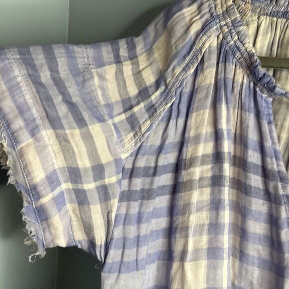 Pilcro and the Letterpress Anthropologie Bette Babydoll Purple Plaid Blouse Medi - Picture 4 of 6